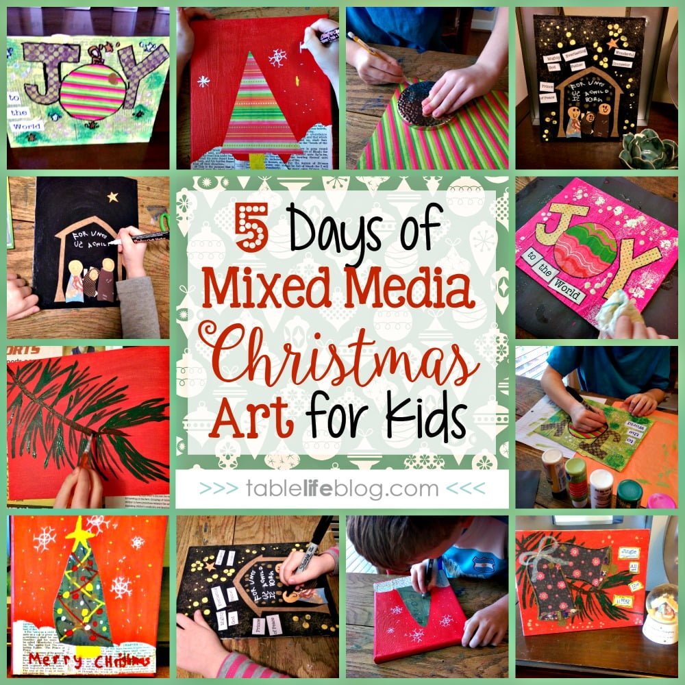 5 Days of Mixed Media Christmas Art for Kids