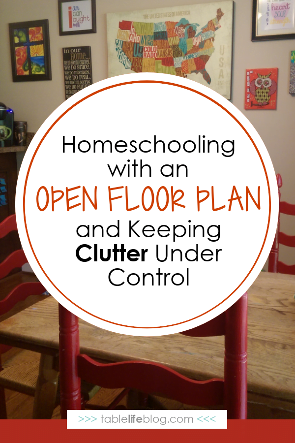 Do you live in a home with an open floor plan? If so, you know the challenges of homeschooling when there are no walls to hide the projects, lessons in progress, and supplies needed for daily homeschool life. 